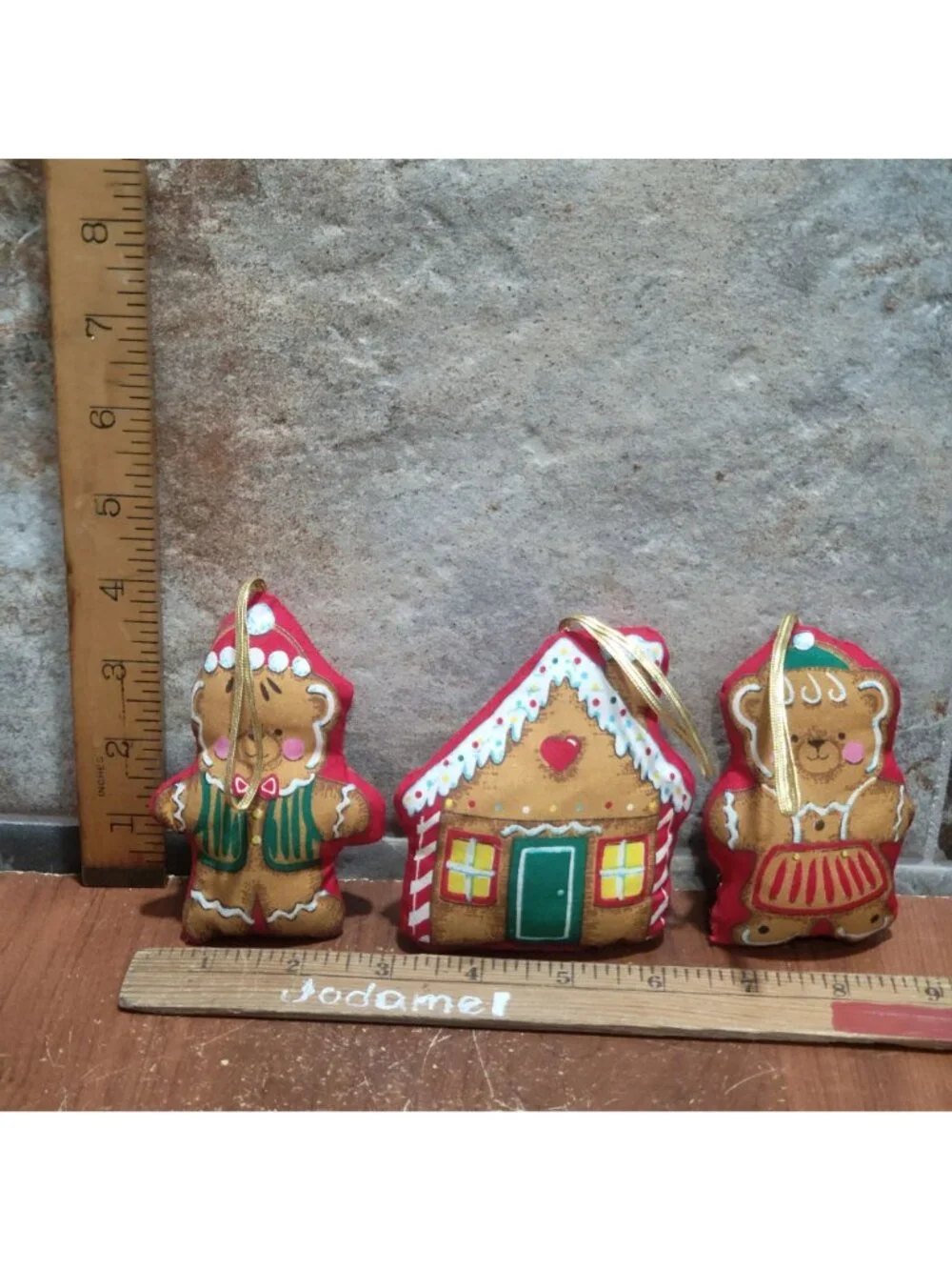 Vintage Gingerbread Boy Girl Bear House Holiday Collection Handmade Stuffed Fabr